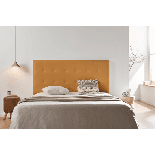 Cabeceira Estofada ASTORIA Pele Sintética 130x120x8 cm - Castanho Claro - Moonia