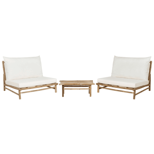Conjunto de jardim com mesa 2 lugares TODI Madeira de bambu Branco creme
