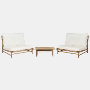 Conjunto de jardim com mesa 2 lugares TODI Madeira de bambu Branco creme