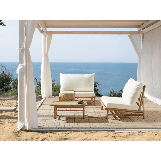 Conjunto de jardim com mesa 2 lugares TODI Madeira de bambu Branco creme