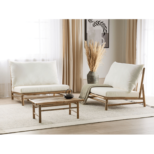 Conjunto de jardim com mesa 2 lugares TODI Madeira de bambu Branco creme