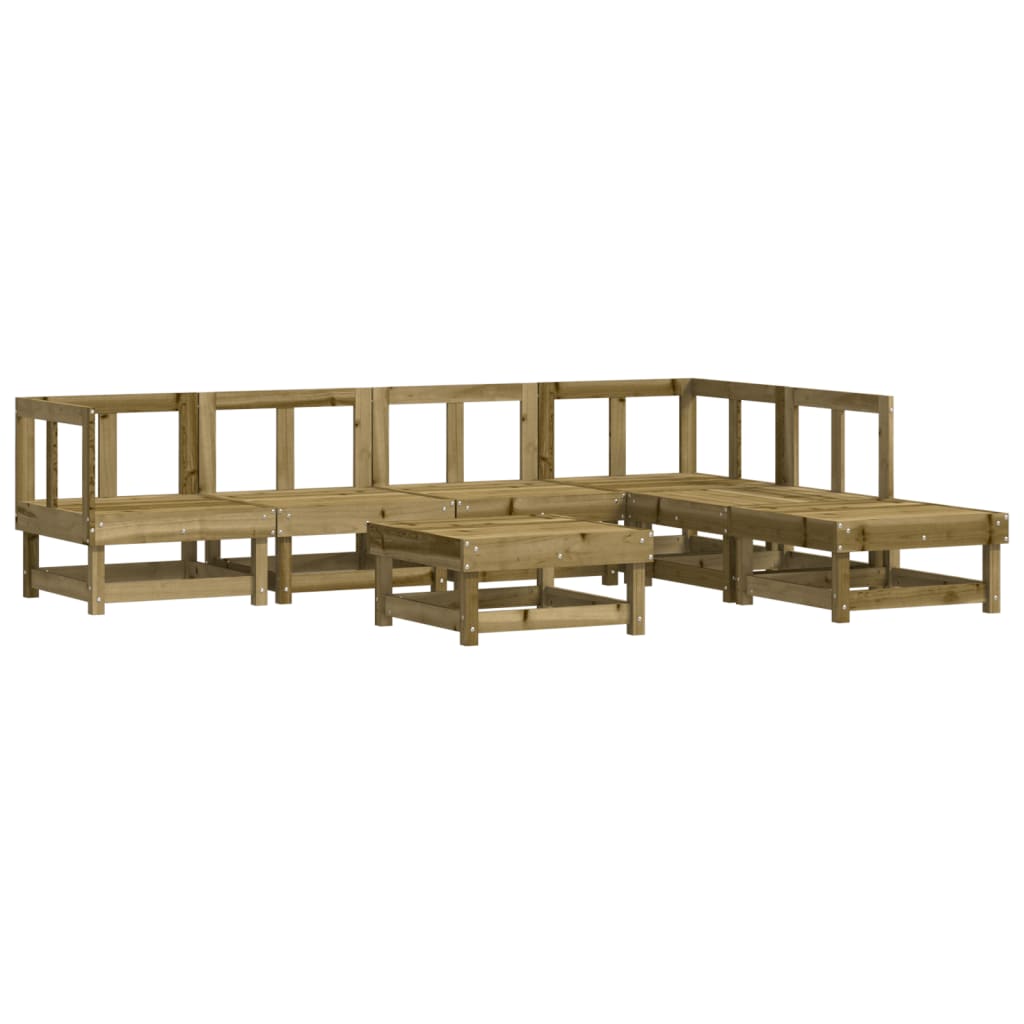 Juego de muebles de jardin 7 piezas madera de pino impregnada