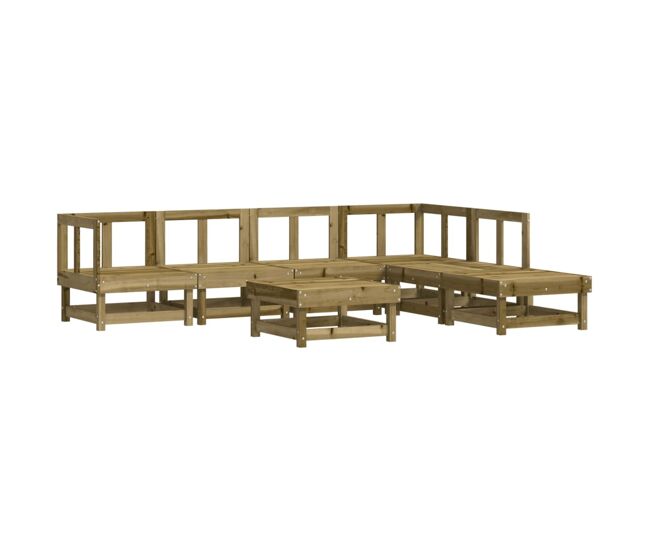 Juego de muebles de jardin 7 piezas madera de pino impregnada