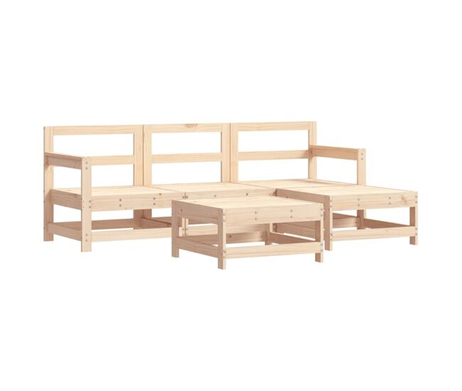 Juego de sofás de jardin 5 piezas madera maciza de pino
