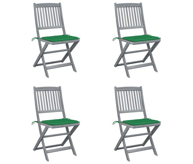 Sillas de jardin plegables 4 unidades cojines madera maciza acacia