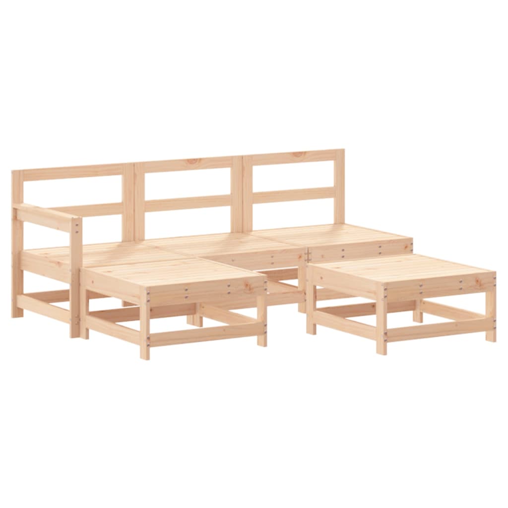 Juego de sofás de jardin 5 piezas madera maciza de pino
