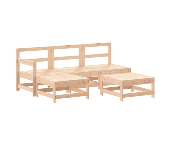 Juego de sofás de jardin 5 piezas madera maciza de pino