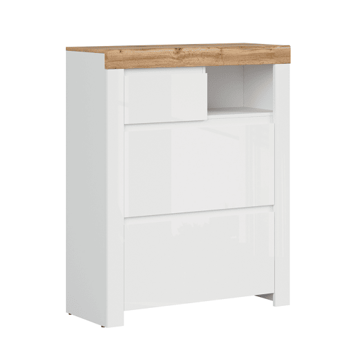 Sapateira alta em madeira e branco Hella