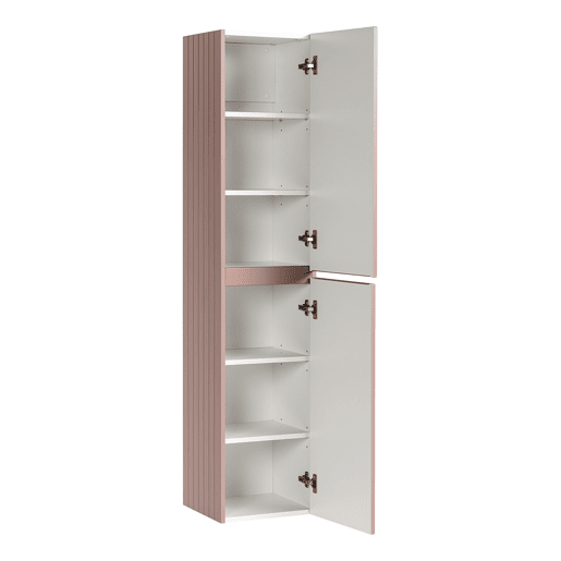 Conjunto móvel lavatório duplo 140cm 2 nichos e coluna Zelie Rosa e Branco