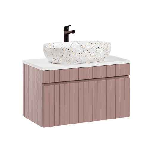 Móvel de lavatório simples Zelie rosa e branco 80cm Móvel de lavatório simples Zelie rosa e branco 80cm