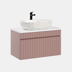Móvel de lavatório simples Zelie rosa e branco 80cm