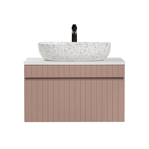 Móvel de lavatório simples Zelie rosa e branco 80cm Móvel de lavatório simples Zelie rosa e branco 80cm