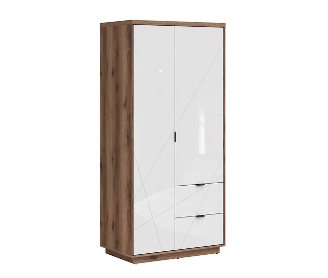 Armario 2 puertas 2 cajones sven blanco y madera