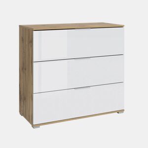 Cómoda 3 gavetas Selma Branco e Branco