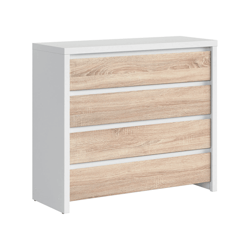 Cómoda 4 gavetas Soren Branco e Madeira