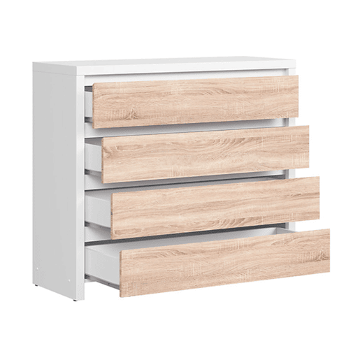 Cómoda 4 gavetas Soren Branco e Madeira