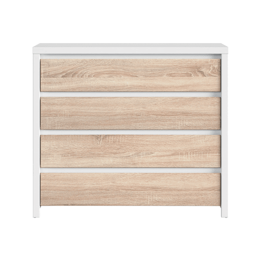 Cómoda 4 gavetas Soren Branco e Madeira