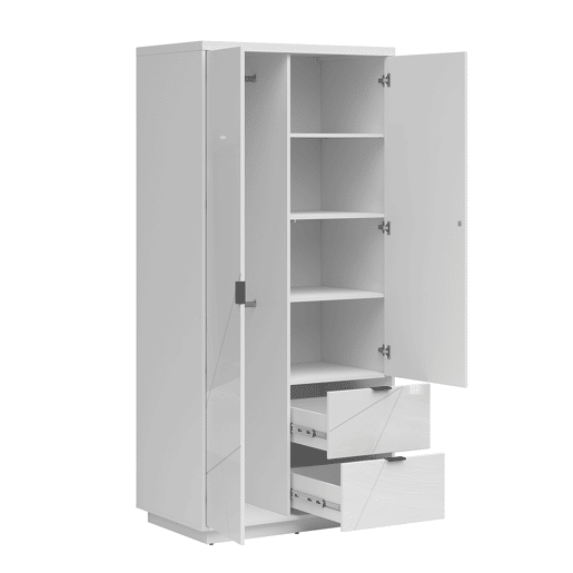 Armário Sven de 2 portas e 2 gavetas Branco
