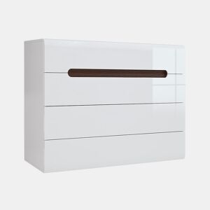 Cómoda 4 gavetas Darrel Branco laquê e Madeira