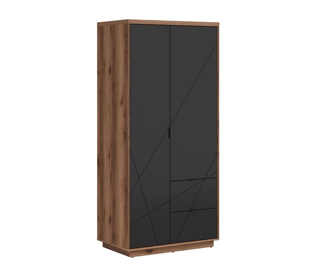 Armario 2 puertas 2 cajones sven negro y madera