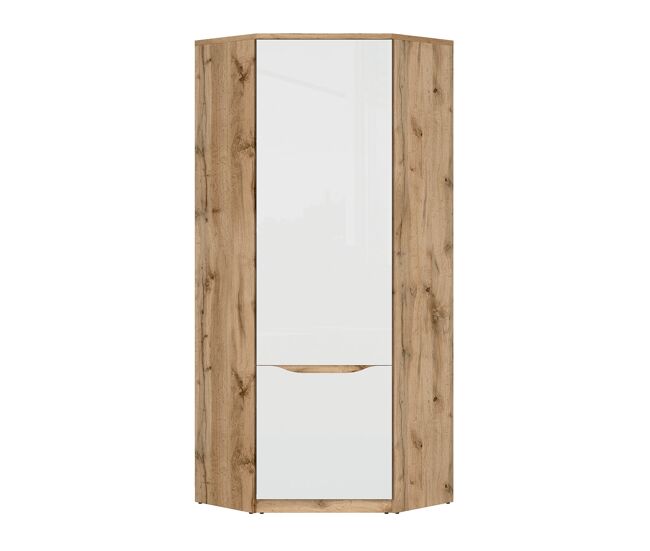 Armario de esquina 1 puerta june blanco y madera