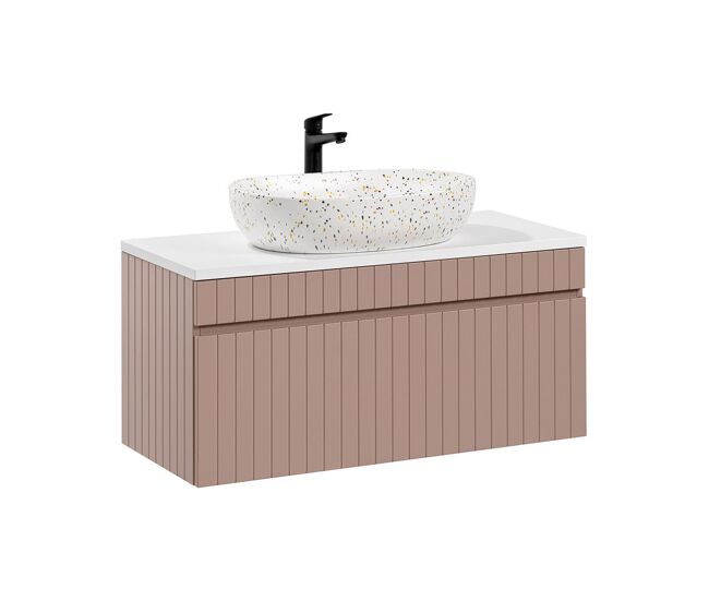Mueble lavabo individual 100cm zelie rosado y blanco