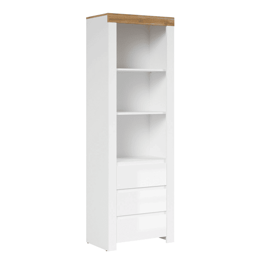Estante 3 gavetas Hella Branco e Madeira Estante 3 gavetas Hella Branco e Madeira