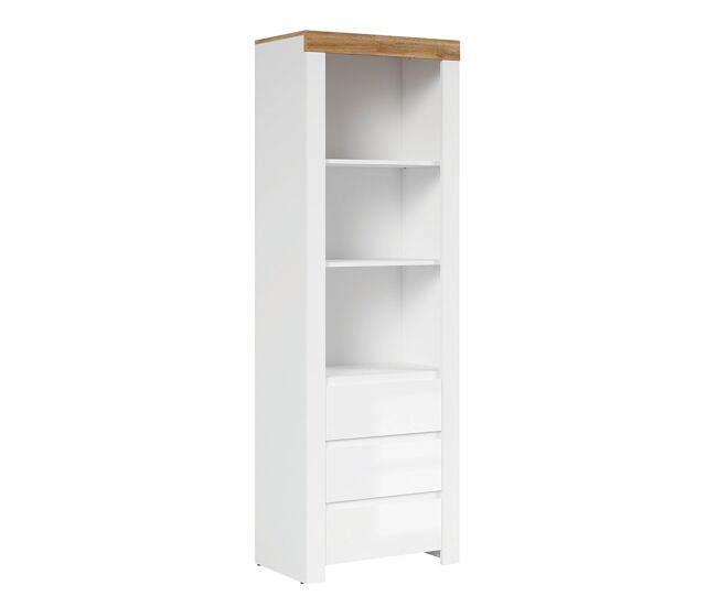 Librero 3 cajones hella blanco y madera