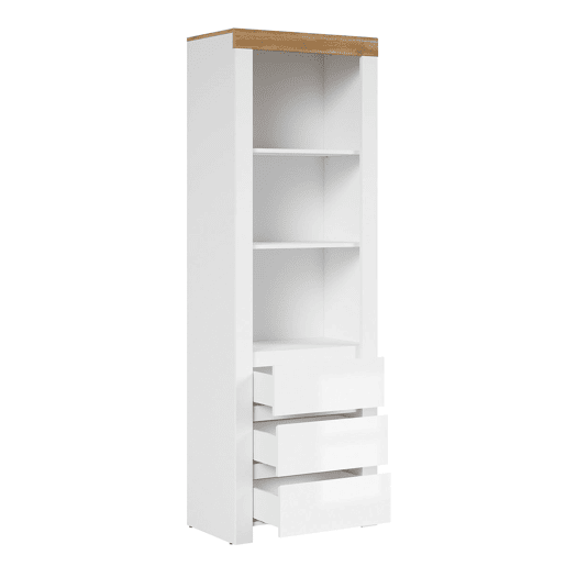 Estante 3 gavetas Hella Branco e Madeira Estante 3 gavetas Hella Branco e Madeira