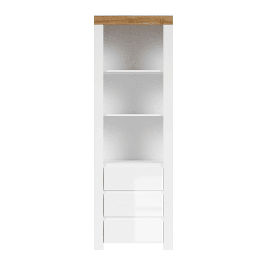 Estante 3 gavetas Hella Branco e Madeira Estante 3 gavetas Hella Branco e Madeira
