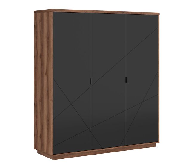 Armario 3 puertas sven negro y madera