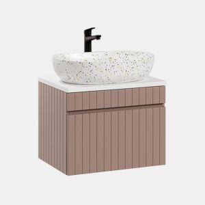 Móvel de lavatório simples Zelie rosa e branco 60cm