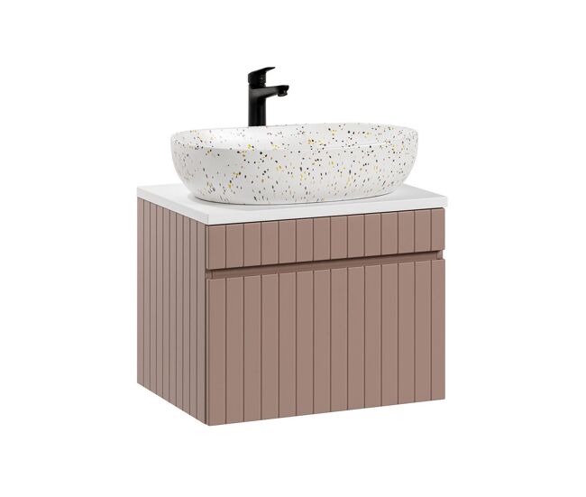 Mueble lavabo individual 60cm zelie rosado y blanco