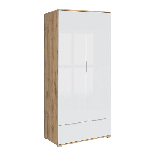 Roupeiro 2 portas 1 gaveta Selma Branco e Madeira
