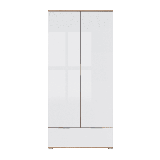 Roupeiro 2 portas 1 gaveta Selma Branco e Madeira