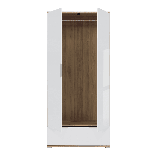 Roupeiro 2 portas 1 gaveta Selma Branco e Madeira