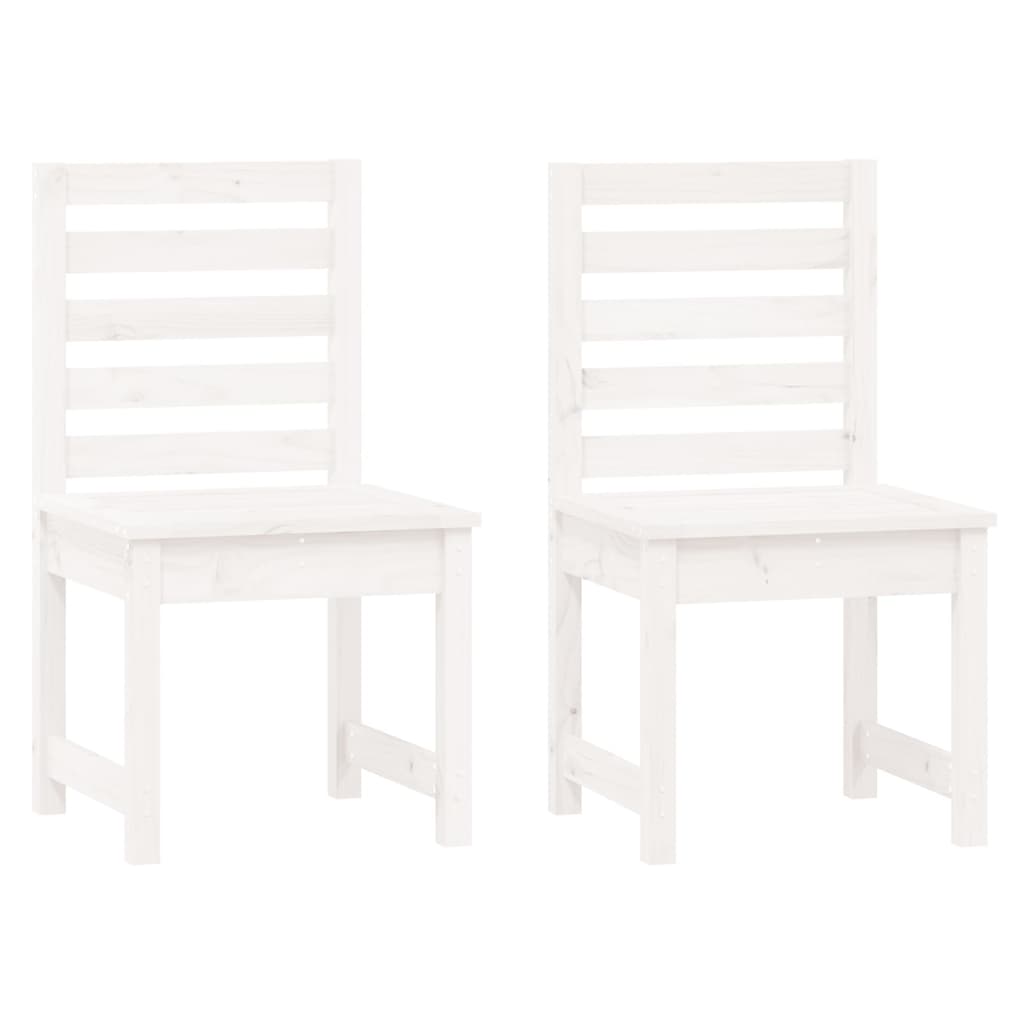 2 Sillas de jardín de madera maciza pino Blanco