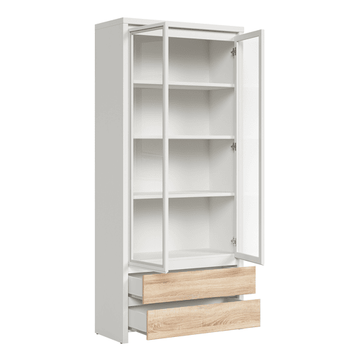Armário para louça 2 portas 2 gavetas Soren Branco e Madeira