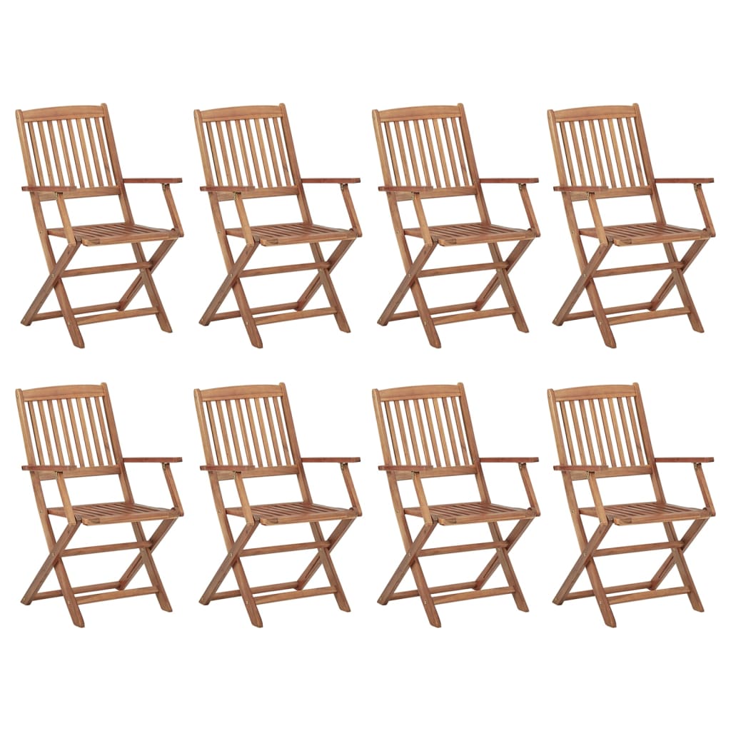 8 Sillas de exterior plegables de madera maciza acacia Marrón