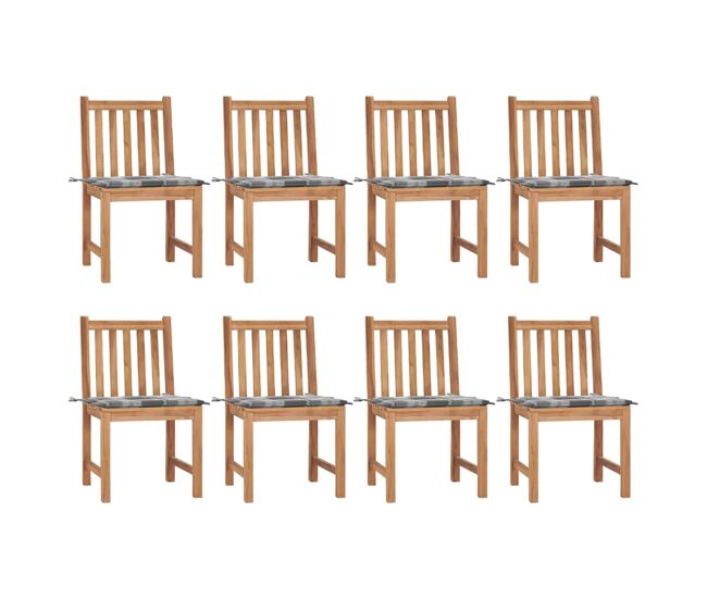 Sillas de jardin 8 unidades madera de teca con cojines