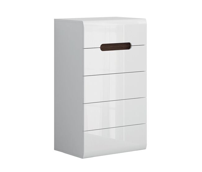 Chifonier 5 cajones Darrel Blanco lacado y Madera