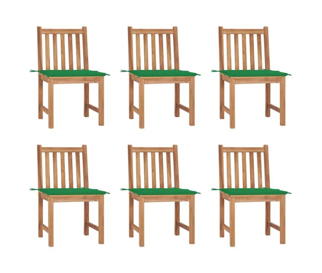 Sillas de jardin 6 unidades con cojines madera maciza de teca