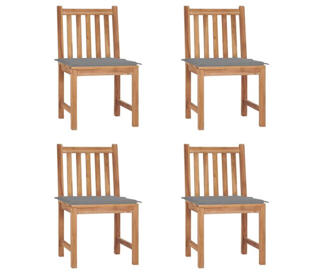 Sillas de jardin 4 unidades madera maciza de teca con cojines