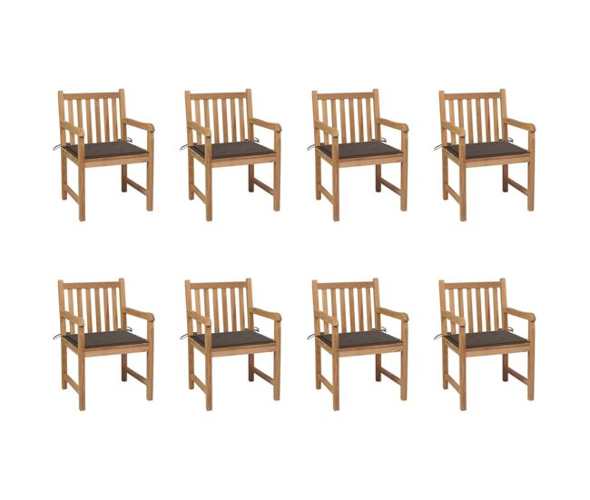 Sillas de jardin 8 unidades madera maciza de teca cojines taupé