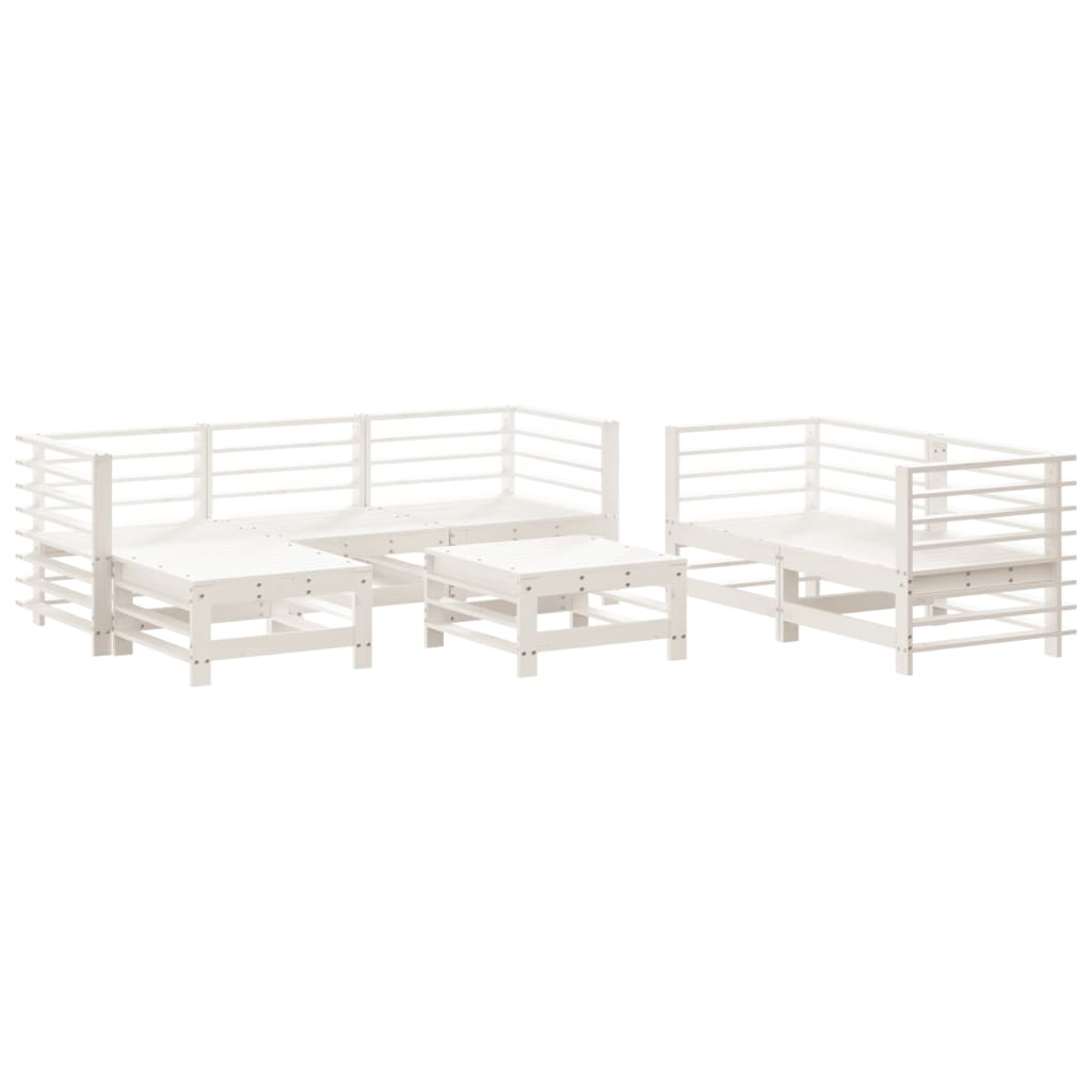 Juego de muebles de jardin 7 piezas madera maciza de pino blanco