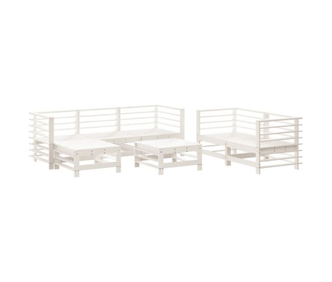 Juego de muebles de jardin 7 piezas madera maciza de pino blanco