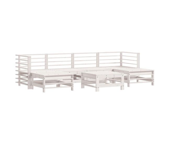 Juego de muebles de jardin 7 piezas madera maciza de pino blanco
