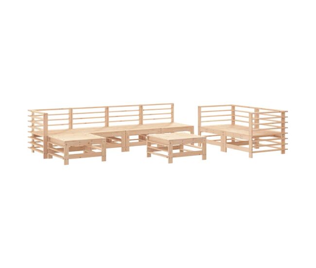 Juego de muebles de jardin 8 piezas madera maciza de pino
