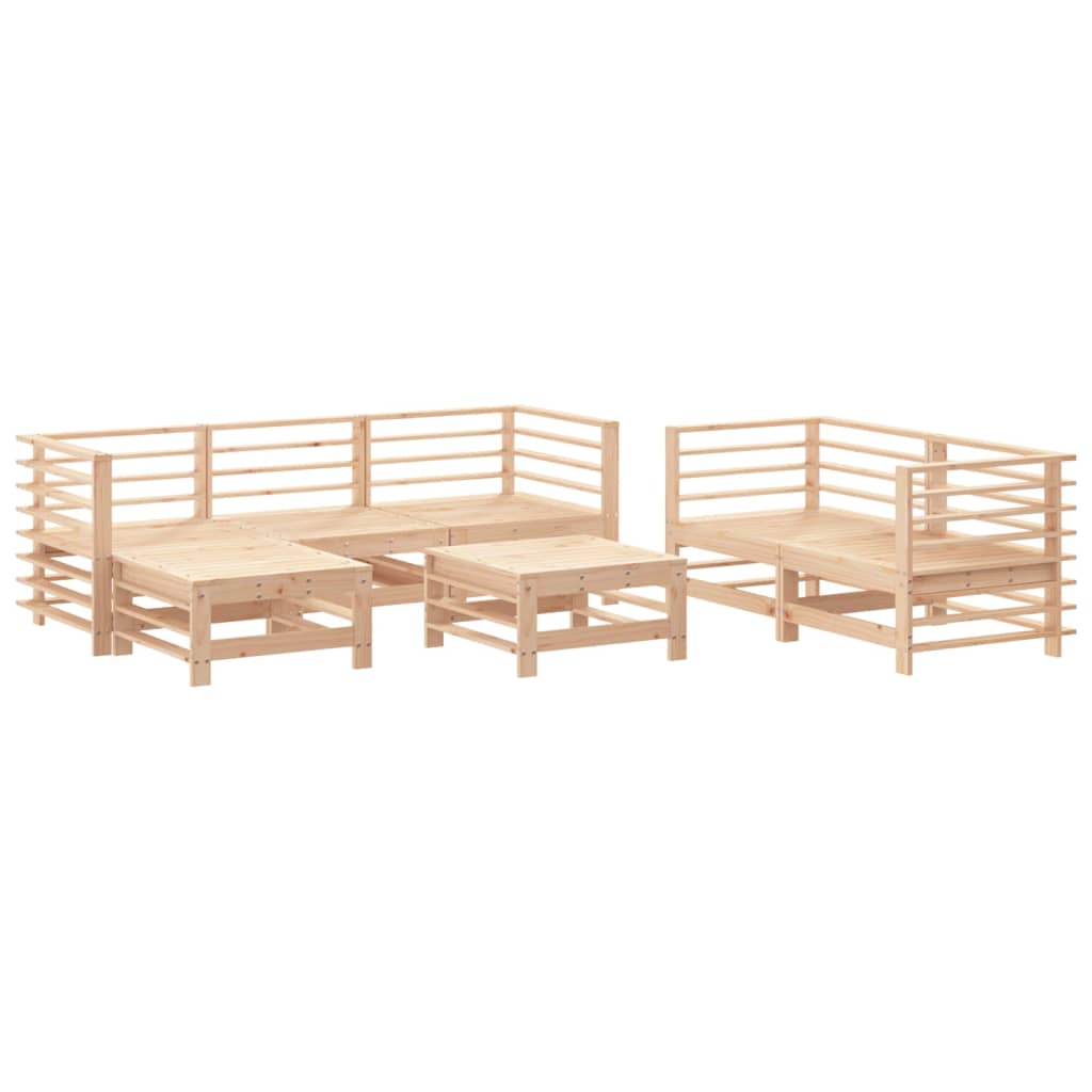 Juego de muebles de jardin 7 piezas madera maciza de pino