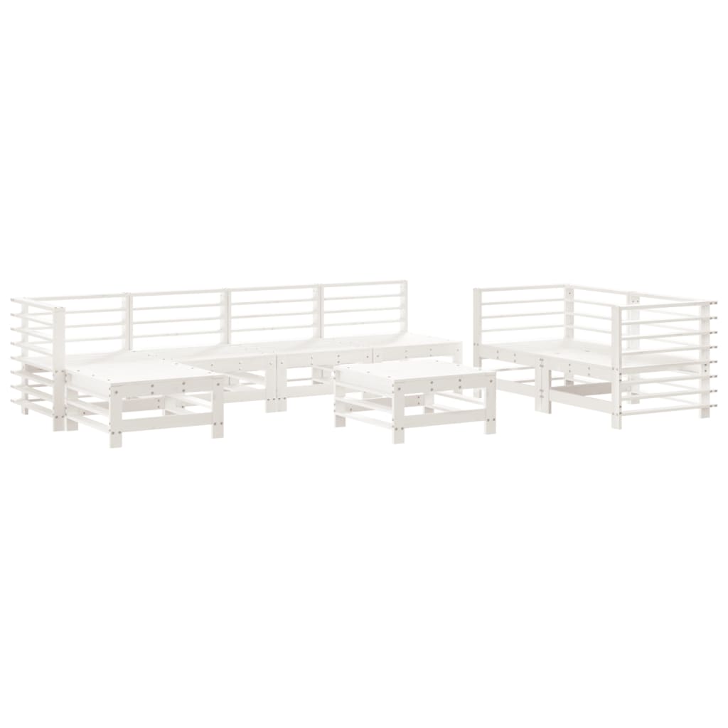 Juego de muebles de jardin 8 piezas madera maciza de pino
